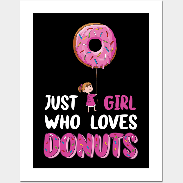 Just a girl who loves donuts - Girl with a donut balloon Wall Art by Cedinho